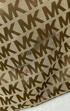 Load image into Gallery viewer, Michael Kors Womens Brown Red Monogram Leather Trim Buckle Jet Set Tote Bag