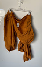 Load image into Gallery viewer, Express Womens Brown Long Puff Sleeve One Shoulder Cropped Blouse Top Sz M w/Tag