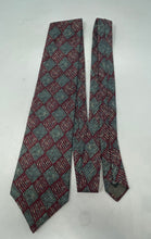 Load image into Gallery viewer, Christian Dior Mens Green Red Diamond Print Adjustable Formal Pointed Tie