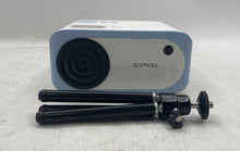 Load image into Gallery viewer, SopYou Model P2 White Blue Mini Video Projector With Tripod And Box Not Tested