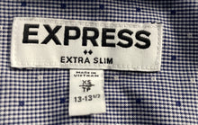 Load image into Gallery viewer, Express Mens Blue White Cotton Extra Slim Fit Long Sleeve Dress Shirt Size XS