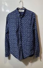 Load image into Gallery viewer, Zara Man Mens Blue Floral Print Cotton Long Sleeve Slim-Fit Button-Up Shirt Sz L