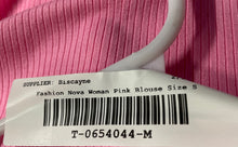 Load image into Gallery viewer, Fashion Nova Womens Pink Short Sleeve Collared Cropped Blouse Top Size Small