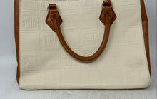 Load image into Gallery viewer, Steve Madden Womens Brown Beige Monogram Embossed Faux Leather Zip Satchel Bag