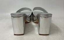 Load image into Gallery viewer, Nine West Womens Oklee3 Silver Leather Slip-On Block Platform Heels Size 6 1/2M