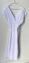 Load image into Gallery viewer, Zara Womens White V-Neck Short Sleeve Pullover Poplin Maxi Dress Size M