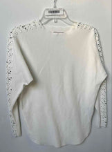 Load image into Gallery viewer, Liv Milano Womens Off White Embellished Knitted Pullover Sweater Size Small