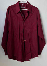 Load image into Gallery viewer, Geoffrey Beene Mens Maroon Cotton Spread Collar Long Sleeve Dress Shirt Size L