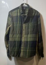 Load image into Gallery viewer, Express Mens Green Plaid Long Sleeve Collared Button-Up Shirt Size Small
