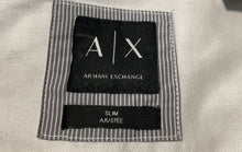 Load image into Gallery viewer, Armani Exchange Mens Gray And White Long Sleeve Collared Button-Up Shirt Size S