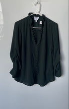 Load image into Gallery viewer, Express Womens Green Regular Fit Long Sleeve Button-Front Blouse Top Size M