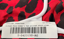 Load image into Gallery viewer, Michael Kors Womens Red Black Animal Print V-Neck Tunic Blouse Top Size S/M
