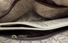 Load image into Gallery viewer, Calvin Klein Womens Beige Brown Monogram Inner Pockets Dome Satchel Bag Purse