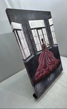 Load image into Gallery viewer, Marbella By Chelsea Chase Women In Red Dress Looking Out A Window Art Painting