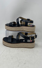 Load image into Gallery viewer, Michael Kors Womens Black Leather Crossover Strap Espadrille Sandals Size 8M