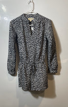 Load image into Gallery viewer, Michael Kors Womens Black White Animal Print Tie Waist One-Piece Romper Size XXS