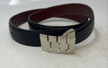 Load image into Gallery viewer, Z&B Creazione Mens Black Leather Adjustable Plaque Buckle Dress Belt
