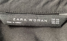 Load image into Gallery viewer, Zara Womens Black Long Sleeve Collared Twisted-Front Blouse Top Size XS