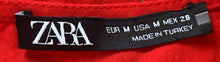 Load image into Gallery viewer, Zara Womens Red Cotton Short Flared Sleeve Crew Neck Blouse Top Size Medium