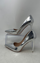 Load image into Gallery viewer, Bigtree Womens Silver Pointed Toe Stiletto Slip-On Pump Heels Size 39