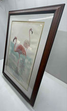 Load image into Gallery viewer, Wall Hanging Home Decor Flamingo Birds Framed Signed Charles H. Hibbins Print