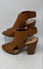 Load image into Gallery viewer, Gianni Bini Womens First Chance Brown Leather Peep Toe Ankle Booties Size 9.5M
