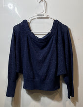 Load image into Gallery viewer, Express Womens Blue Long Sleeve Round Neck Cropped Sweater Size Large