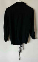 Load image into Gallery viewer, Womens Black Sequin Pocket Roll Tab Sleeve Drawstring Hem Button-Up Shirt No Sz