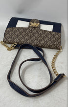 Load image into Gallery viewer, Anne Klein Womens Brown Blue Monogram Print Chain Strap Crossbody Purse