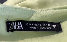 Load image into Gallery viewer, Zara Womens Green Satin Sleeveless Pullover Mini Dress Size Small