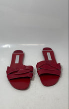 Load image into Gallery viewer, Zara Womens Red Leather Open Toe Slip-On Flat Slide Sandals Size EUR 38