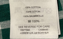 Load image into Gallery viewer, J Crew Womens Green White Plaid Print Cotton Long Sleeve Blouse Top Size 2