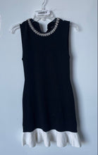 Load image into Gallery viewer, Ellen Tracy Womens Black And White Beaded Neck Flounce Hem A-Line Dress Size XS
