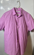 Load image into Gallery viewer, Calvin Klein Mens Pink Cotton Short Sleeve Collared Button-Up Shirt Size Large