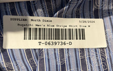 Load image into Gallery viewer, Bugatchi Uomo Mens Blue Striped Long Sleeve Collared Button-Up Shirt Size Medium