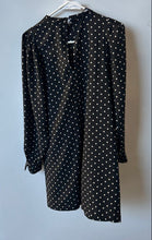 Load image into Gallery viewer, Zara Womens Black Polka Dot Long Sleeve Keyhole Shift Dress Size Small