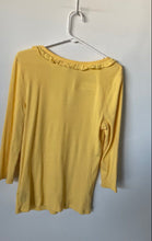 Load image into Gallery viewer, Lauren Ralph Lauren Womens Yellow 3/4 Sleeve Deep V-Neck Ruffle Blouse Top Sz L