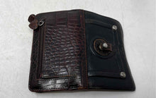 Load image into Gallery viewer, Unbranded Womens Black Dark Brown Leather ID Window Flap Bifold Wallet