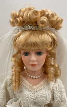 Load image into Gallery viewer, Collector's Choice Bride Wedding Gown Veil Blonde Hair Flowers Porcelain Doll