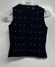 Load image into Gallery viewer, T Tahari Womens Black Knitted Sleeveless Round Neck Beaded Blouse Top Size S