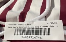 Load image into Gallery viewer, Zara Mens White Red Striped Printed Long Sleeve Slim Fit Button-Up Shirt Size M