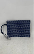 Load image into Gallery viewer, Michael Kors Womens Blue Monogram Print Leather Wristlet Wallet