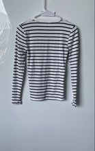 Load image into Gallery viewer, J.Crew Womens White Blue Striped Long Sleeve Crew Neck Everyday T-Shirt Size XXS