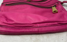 Load image into Gallery viewer, Fossil Womens Pink Leather Adjustable Strap Pockets Zip Top Lined Crossbody Bag
