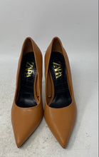 Load image into Gallery viewer, Zara Womens Brown Leather Slip-On Pointed Toe Stiletto Pump Heels Size 38
