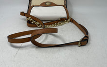 Load image into Gallery viewer, Aldo Womens Brown Ivory Snakeskin Design Wicker Straw Top Handle Satchel Purse
