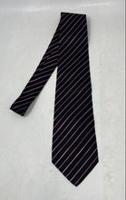 Load image into Gallery viewer, Sartori Mens Black Striped Silk Adjustable Pointed Tie One Size