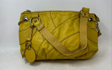 Load image into Gallery viewer, Fossil Womens Yellow Leather Charm Zipper Detachable Strap Shoulder Handbag