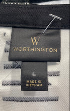 Load image into Gallery viewer, Worthington Womens Black White Printed Short Sleeve Pullover T-Shirt Size Large