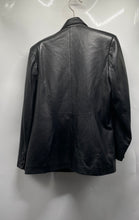 Load image into Gallery viewer, Nouhaila Cuir Womens Black Leather Notch Lapel Button Front Jacket Size Large